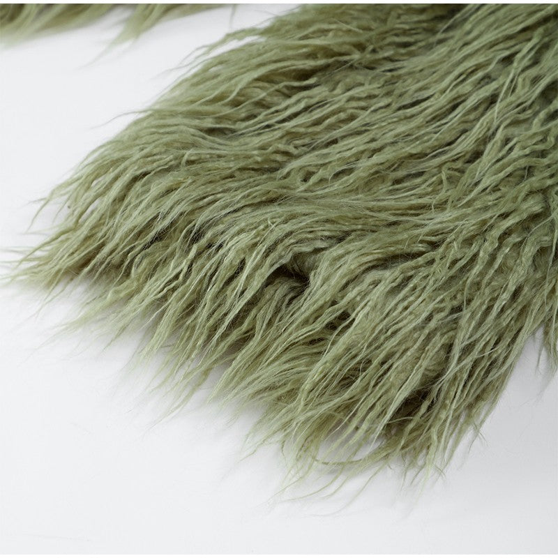 Solid Fashion Fake Fur Coat Women Chic Fluffy Warm Long Sleeve Loose Short Jacket Luxury 2025 Winter Lady Daily Street Outerwear