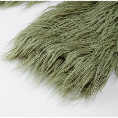 Solid Fashion Fake Fur Coat Women Chic Fluffy Warm Long Sleeve Loose Short Jacket Luxury 2025 Winter Lady Daily Street Outerwear