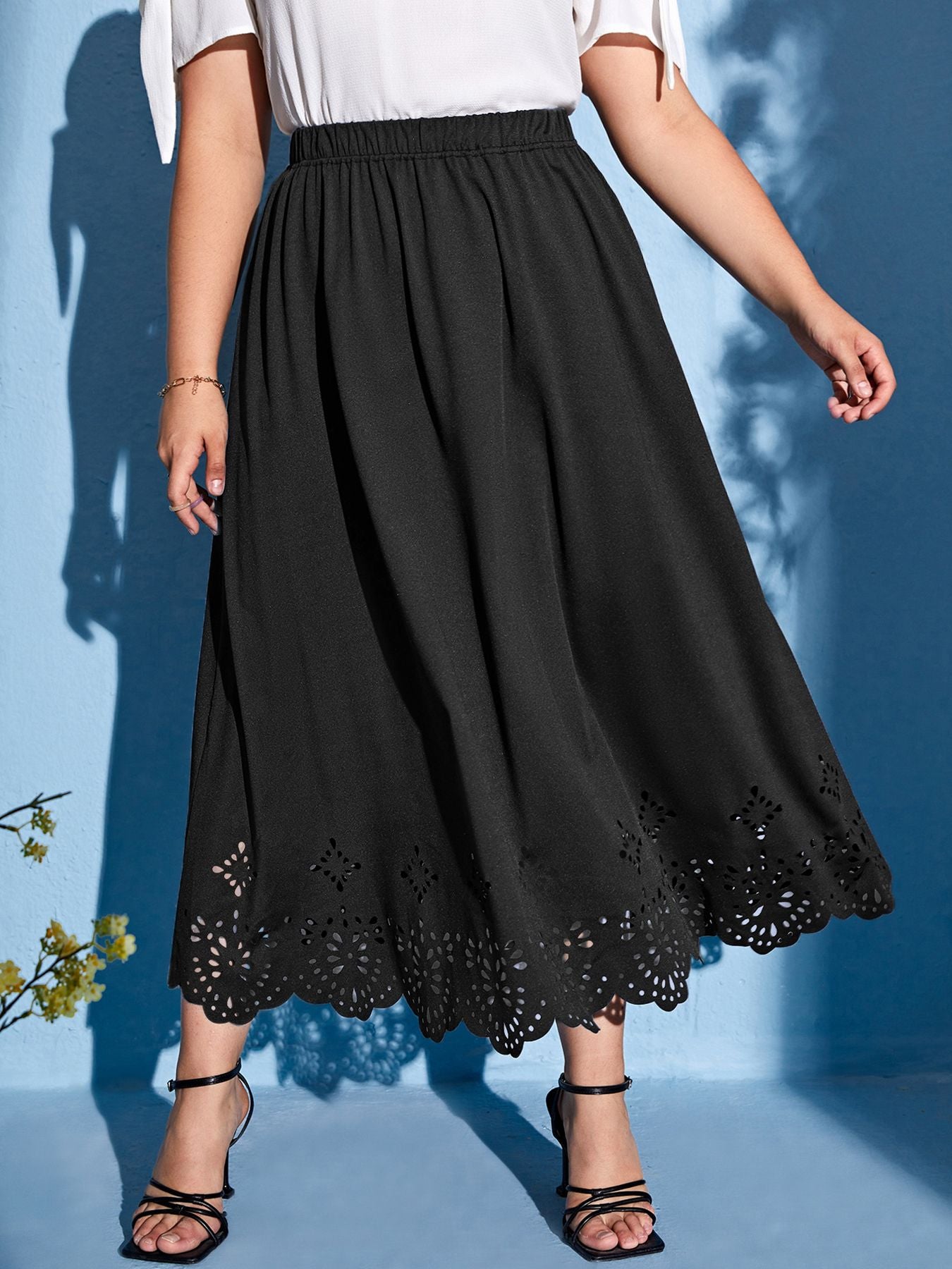 New autumn 2024 plus size women's skirt with gentle, elegant and temperament style, slit design and solid color.