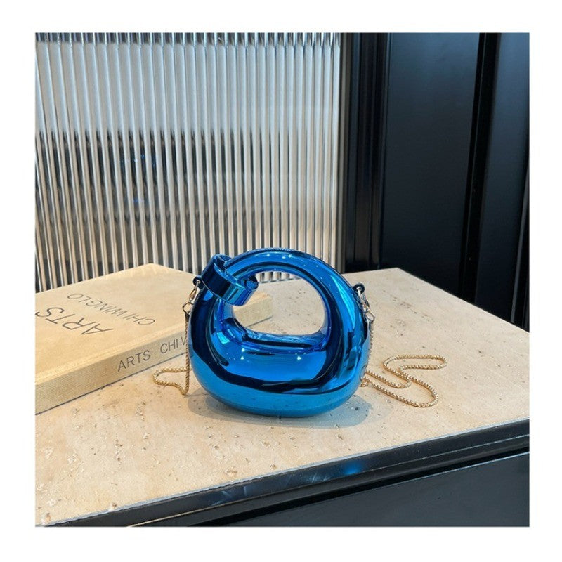 Fashion Crescent Mini Acrylic Chain Evening Bag for Women, Shoulder and Crossbody Bag