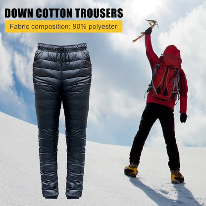 S-5XL Down Pants Ultralight Warm Winter Snow Pants with Pocket Windproof Waterproof Camping Home Mountain Skiing Unisex
