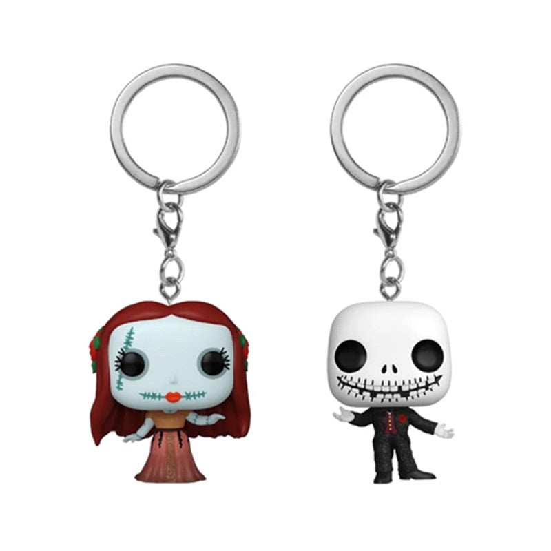 The Nightmare Before Christmas 2 PACK Sally & Jack Skellington Pocket Keychain Vinyl Action Figure Collection Model Doll Toy
