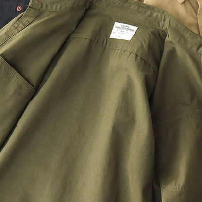 Gmiixder Men Cargo Long Sleeve Shirt Spring Autumn Hip Hop Jacket American Casual Retro Green Tough Man Workwear Shirt