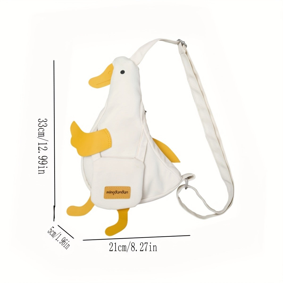 Beige and white new cute duck shape canvas bag student chest bag shoulder bag trend funny cartoon crossbody bag 1 outfit