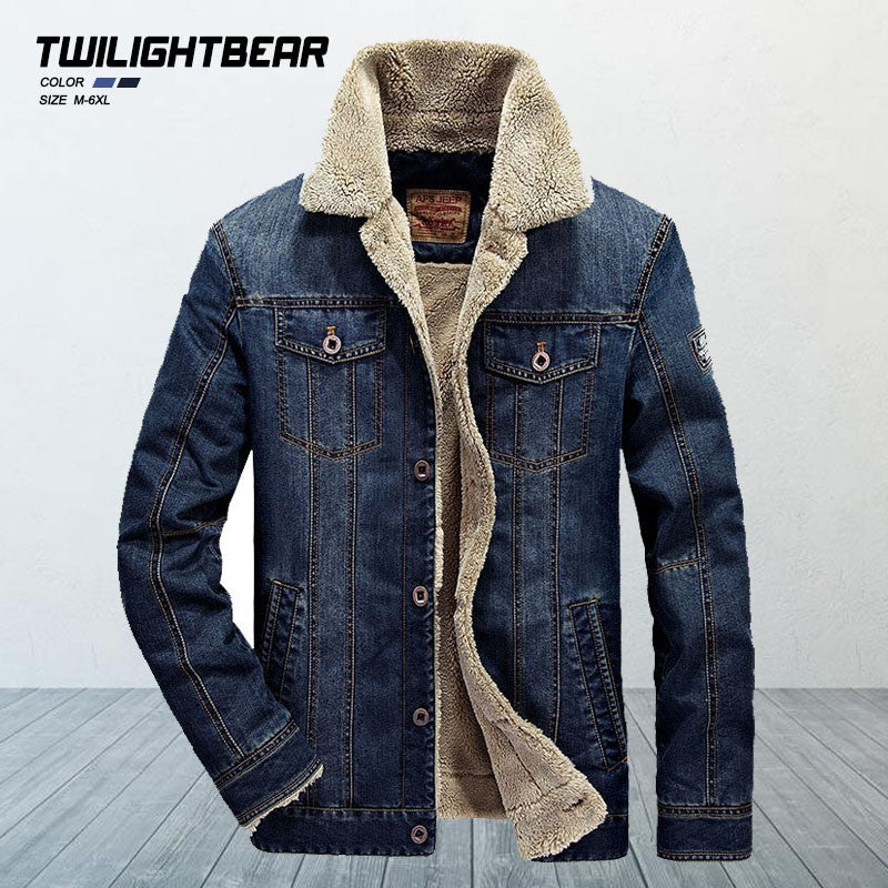 Winter Jackets Men Oversized Fleece Denim Jacket 6XL 7XL Streetwear Thicken Casual Jacket Coat Men's Clothing Outerwear AF66009A