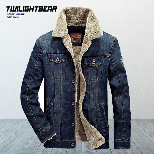 Winter Jackets Men Oversized Fleece Denim Jacket 6XL 7XL Streetwear Thicken Casual Jacket Coat Men's Clothing Outerwear AF66009A