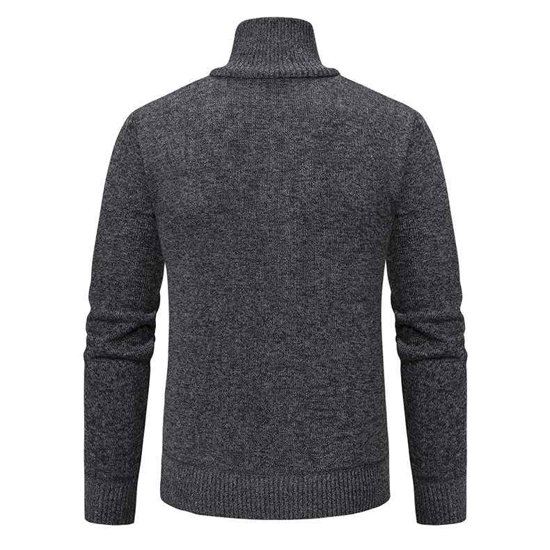Pullover Men Sweater Cashmere Thick Polo Shirts Korean Half Zipper Cold Blouse Stand Collar Autumn Winter Outerwear Luxury Cloth