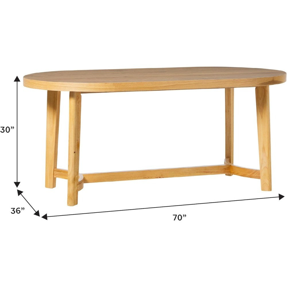 Modern Farmhouse Rustic Solid Oak Wood Oval Dining Table for 6 - White Oak