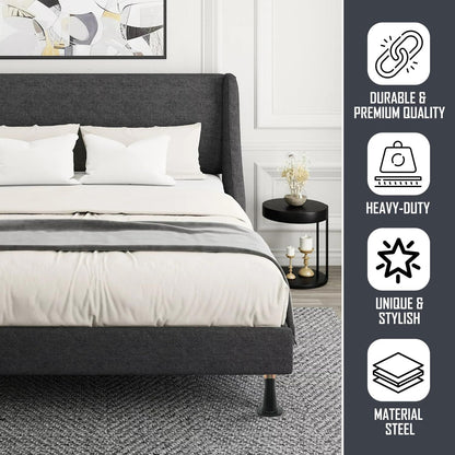 King's Brand Heavy Duty 7-Leg Adjustable Metal Queen, Full, Full XL, Twin, Twin XL, Bed Frame with Center Support & Glid