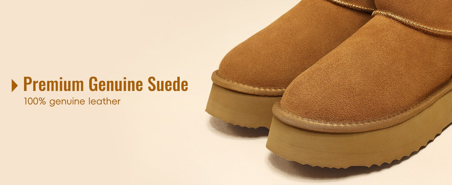 Bebealy Winter Suede Boots For Women Classci Genuine Brand Women Boots Outdoor Short Plush Antiskid Ankle Boots Cozy Fuzzy Boots