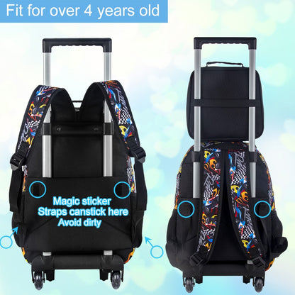Mochila de Rodinhas 3 Peças para Meninas Meninos, Lancheira Infantil com Rodinhas, Mochilas com Rodas para o Ensino Fundamental