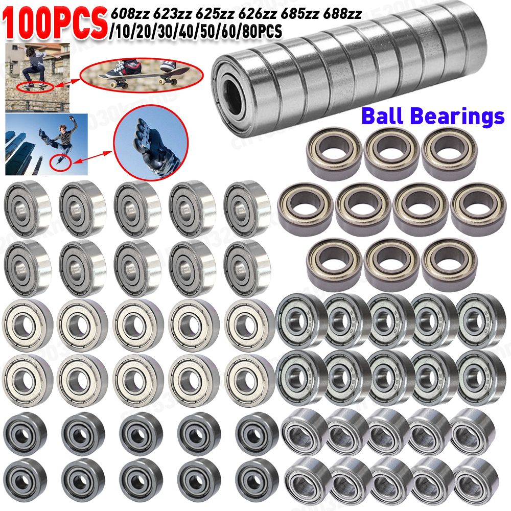 100-10Pçs Rolamentos de Esferas 608ZZ 623ZZ 626ZZ 687ZZ Rolamentos Miniatura de Sulco Profundo para Skate Patinete Rolamentos para Impressoras 3D