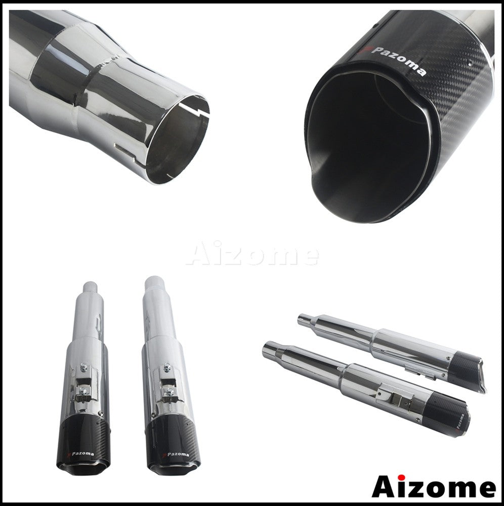 Motorcycle 4.5Inch Slash?Cut Exhaust Muffler Carbon Fiber For Harley M8 Touring Electra Street Glide Road King Road Glide 17-26