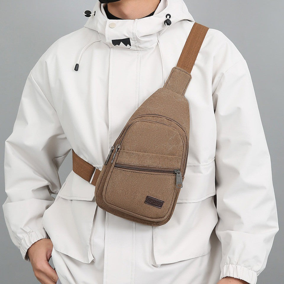 Men's Canvas Crossbody Bag Wear-resistant Outdoor Shoulder Messenger Bag for Travel Sports Daily Casual Durable