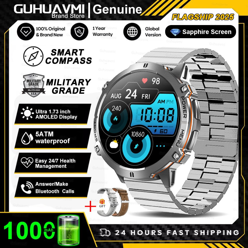 Smartwatch T-Rex 3 Militar Bateria 1000mAh 10ATM À Prova D'água GPS Bússola Altímetro Chamada AMOLED Masculino Natação Esportivo