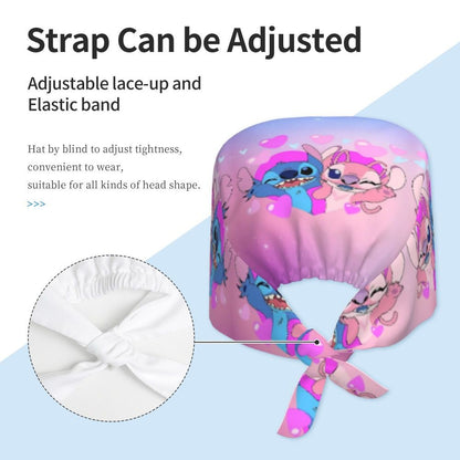 Custom Retro Cartoon Cleaning Working Cap Comfortable  Stitch Ohana Scrub Cap Surgicals Hat Nurse Scrubs Hat For Dentist