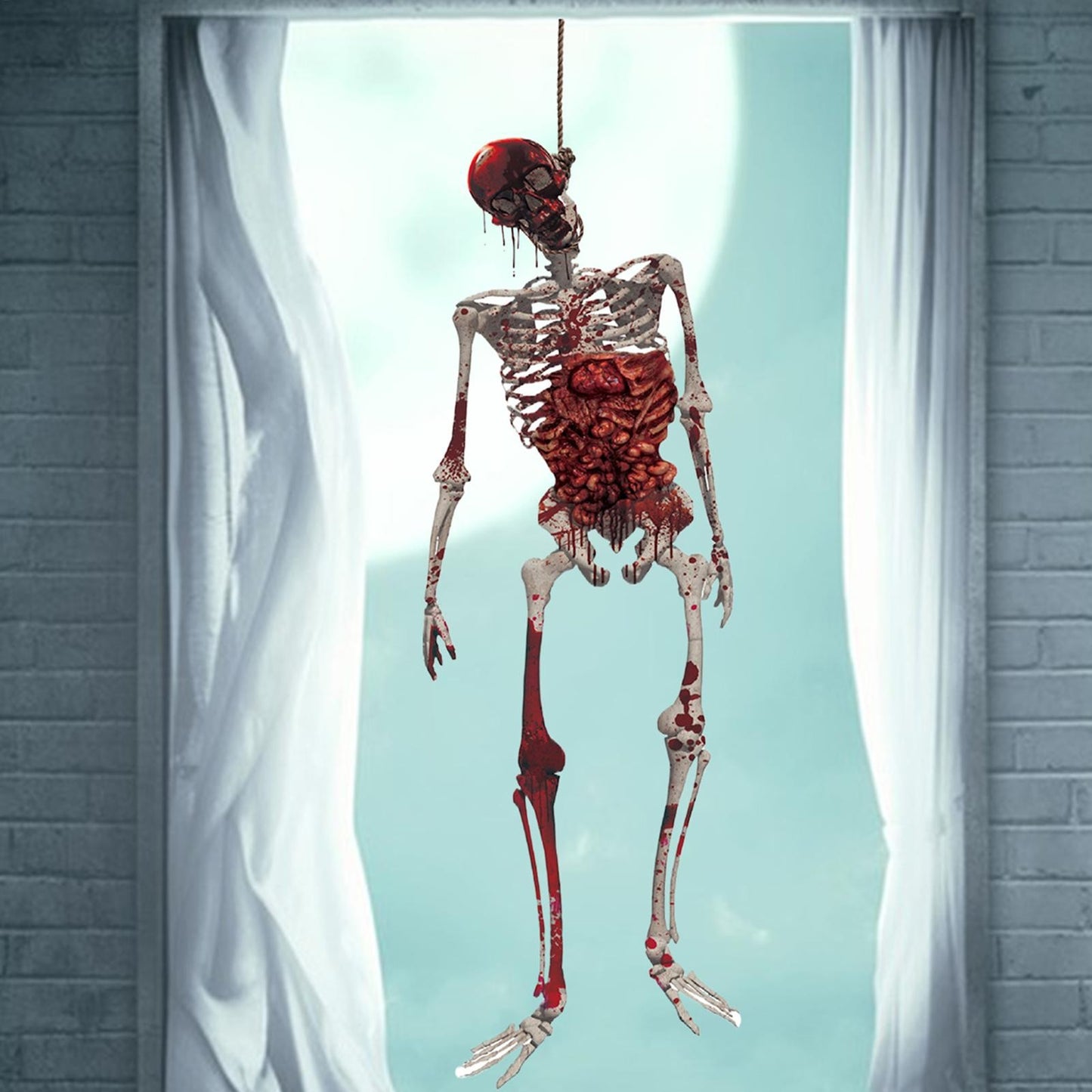 Halloween Skeleton Ghost Window Electrostatic Sticker Horror Female Ghost Window Clings Decals Bloody Halloween Party Decor