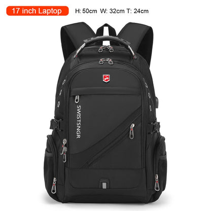 Mochila Masculina Antifurto Impermeável para Notebook de 17 polegadas com Carregamento USB, Mochila de Viagem de Negócios e Escolar Masculina
