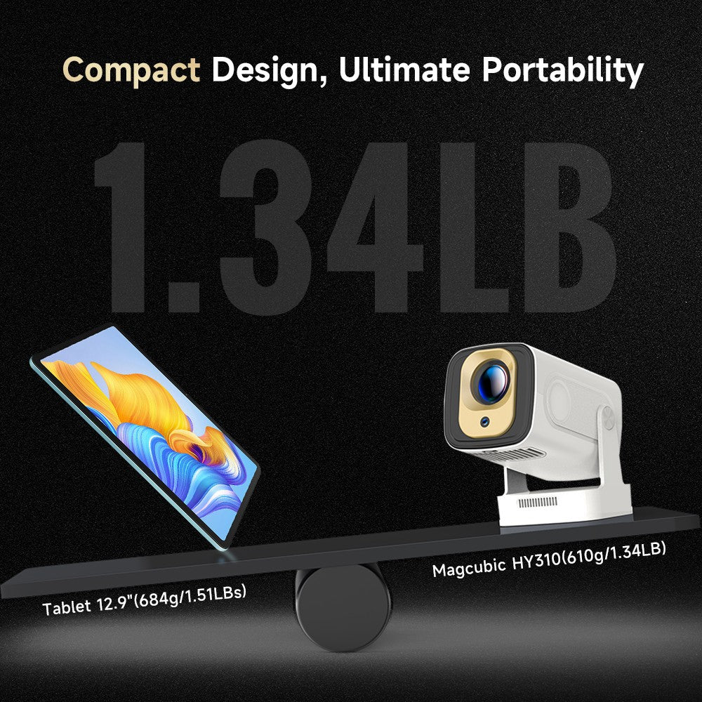Magcubic HY310 Projetor Android 11 4K Foco Automático Nativo 1080P Nativo 330ANSI Dual Wifi BT5.4 Air Mouse Voz Filmes em Casa ao Ar Livre