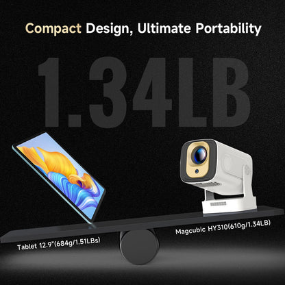 Magcubic HY310 Projetor Android 11 4K Foco Automático Nativo 1080P Nativo 330ANSI Dual Wifi BT5.4 Air Mouse Voz Filmes em Casa ao Ar Livre