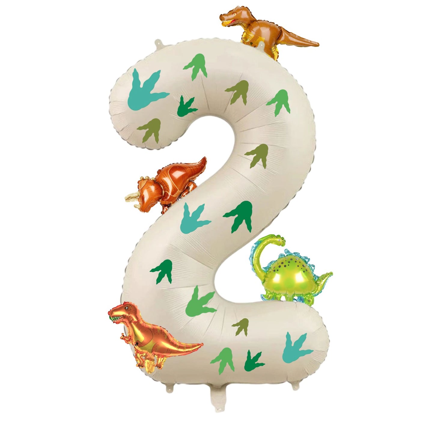 32 inch milky white aluminum foil digital balloon with 15pc dinosaur footprints and 4pc dinosaur balloons for birthday parties