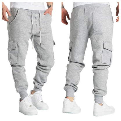 Mens Sweatpants Straight Fit Joggers for Sports and Streetwear Loose Oversized Drawstring Long Pants Men Multi-pocket Pants