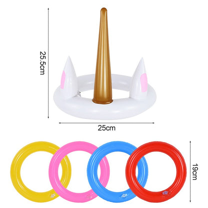 Unicorn Inflatable Ring Toss Game Toys Kids Birthday Party Favors Gifts Hawaiian Summer Beach Pool Party Decoration Supplies