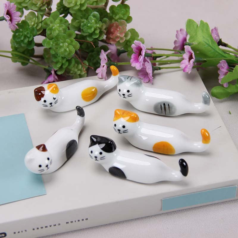 5 peças Kawaii Gato Suporte para Hashi Cerâmica Descanso de Hashi para Casa Restaurante Acessórios de Mesa Suprimentos Apoio de Hashi