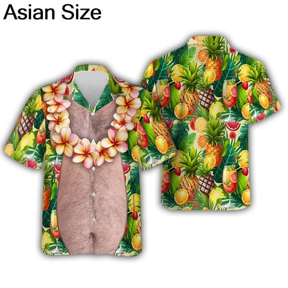 Funny Design Big Belly Hawaiian Shirts Funny Vacation Mens Shirts Casual Button Down Tropical Beach Shirts Y2k Unisex Blouses