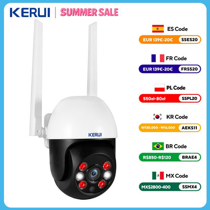 KERUI 5MP 8MP 4K PTZ WiFi IP Wireless Camera Tuya Smart Outdoor Home Security Dual Lens 10MP 5K Camera CCTV Video Surveillance