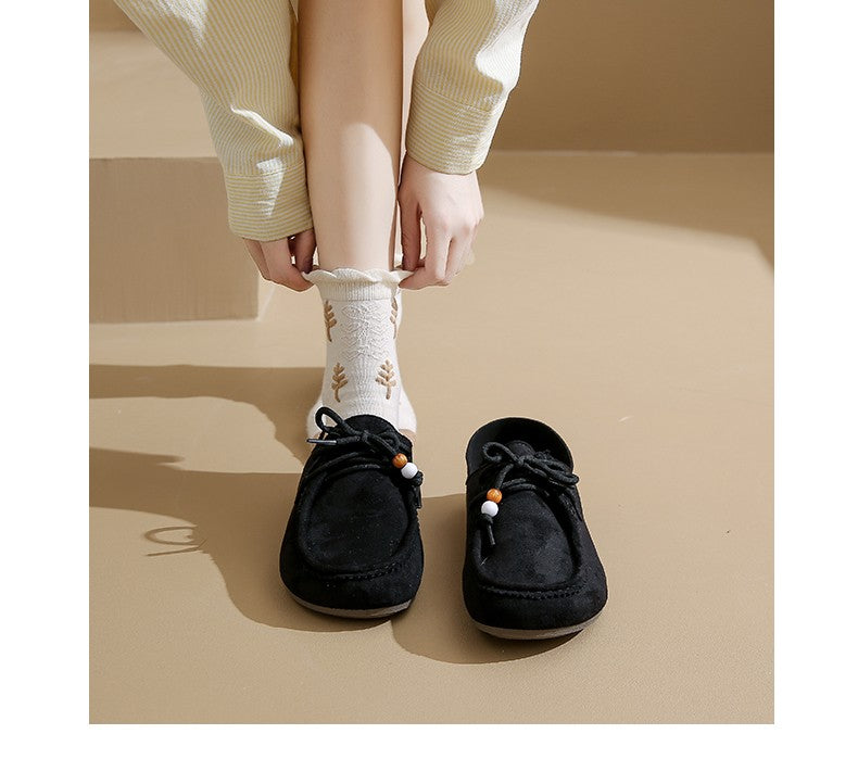 Fashion Brand Shoes Woman 2025 Autumn New Vintage Suede Loafers Pumps Women's Casual Flats Shoes British Style Flat Single Shoes