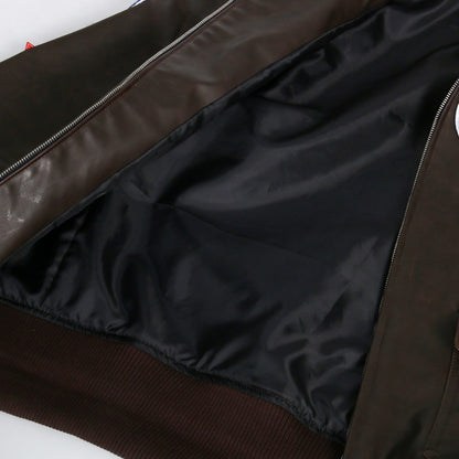 Aviator Pilot PU Leather Jacket Top Gun Men's Maverick Brown Winter Jacket Air Force Collar Coat Halloween Cosplay Outfits