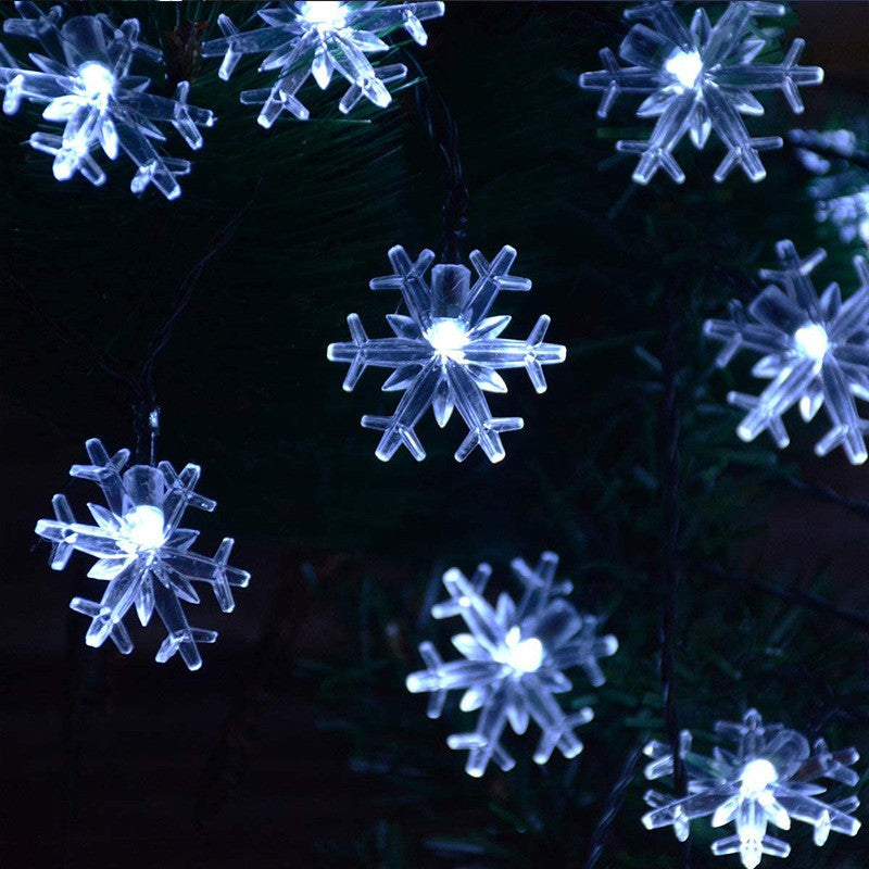 12m Solar Snowflake LED String Lights Fairy Lights Garland Outdoor New Year Christmas Tree Home Garden Decorations Lamp