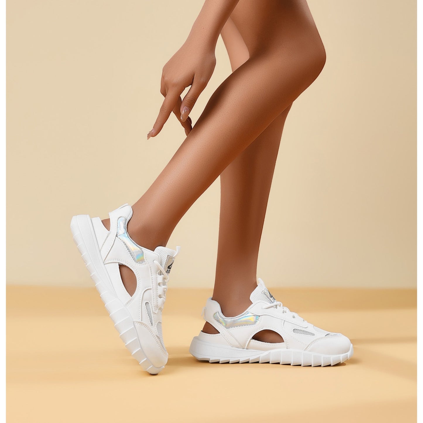 Women's Breathable Thick-Sole Casual Sneakers, Durable Outdoor Running/Walking Shoes with Fashion Design for Gym & Daily Wear