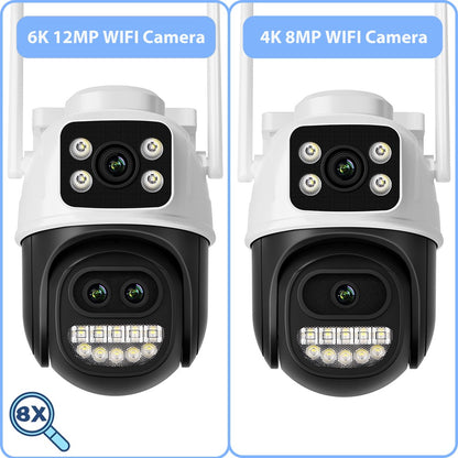 BESDER 12MP 6K PTZ Wifi Camera Dual Lens 8X Digital Zoom AI Human Detection Outdoor 8MP CCTV IP Camera Security Protection iCSee