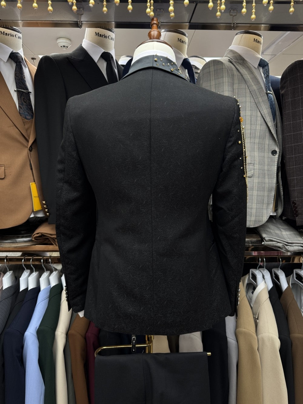 New Golden Beaded Tassel Suit Set Dancing Wear Luxury Classic Men's Suits 3 Pieces Blazer Vest Pants Wedding Groom Sets