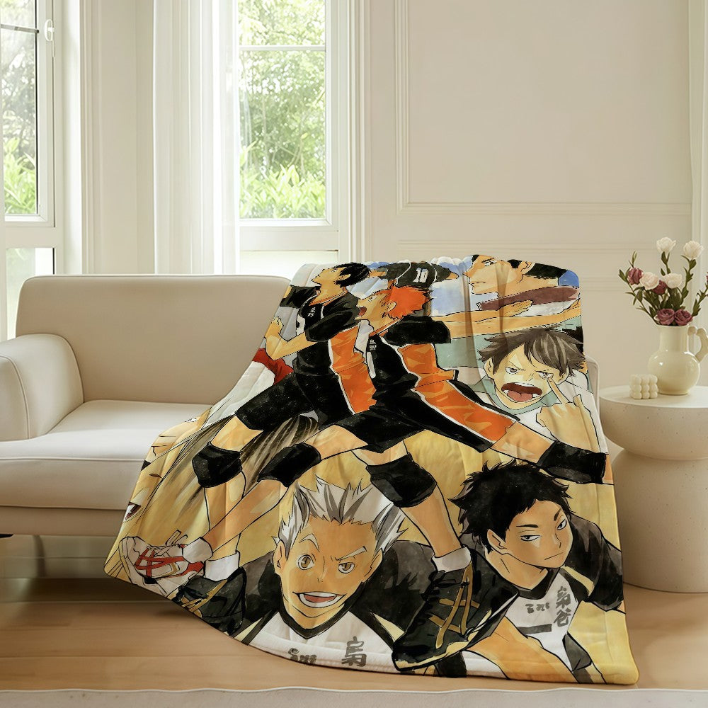 Volleyball Anime H-Haikyu!! Blanket For Sofa Office Bed Plane Travel Sleep Read Relax Camping Soft And Warm