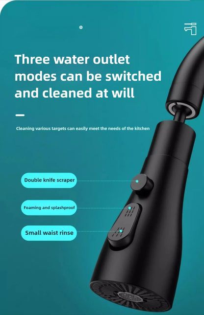 1pc Faucet Extender Metal Alloy,Three Modes,Head Water Saver Home Extended Shower Spray Filter  Faucet Extender  Kitchen