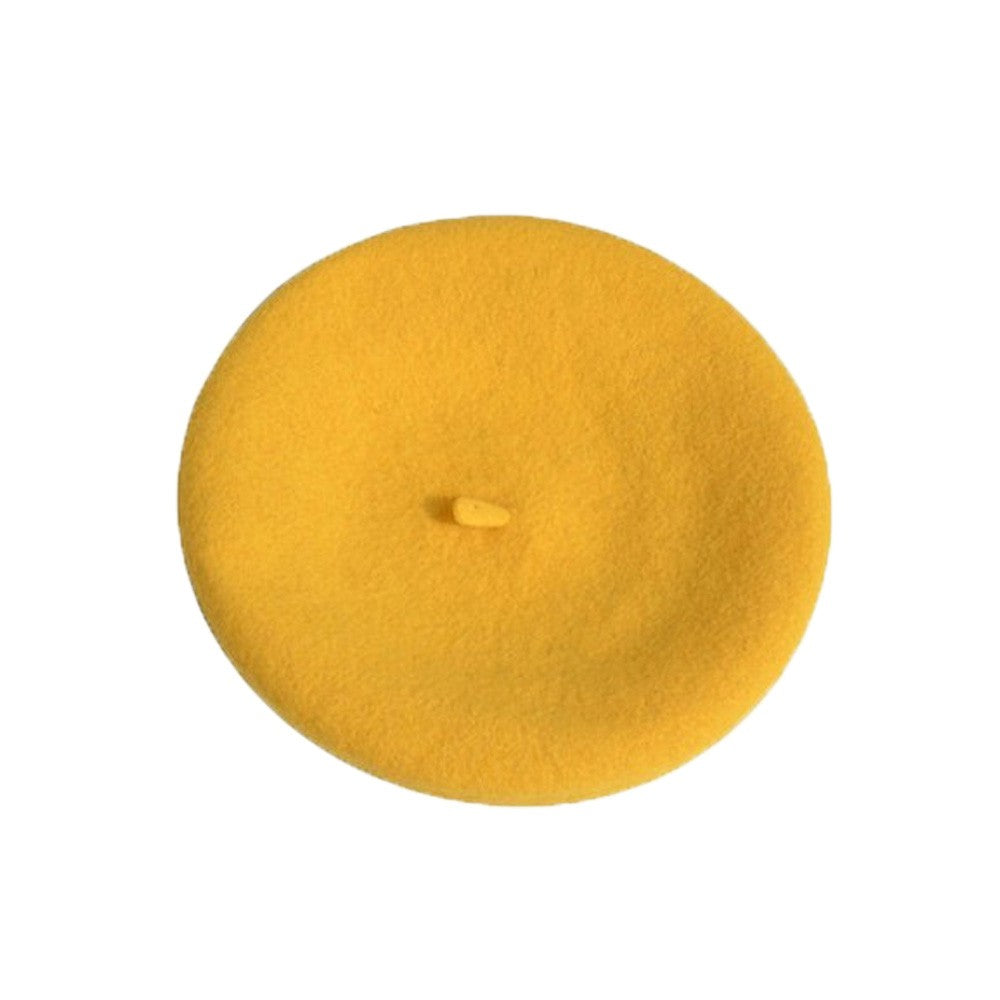 Boina de lã sintética quente de inverno feminina meninas artista francesa gorro chapéu vermelho preto roxo bege laranja Kawaii bonés de topo plano aquecedores
