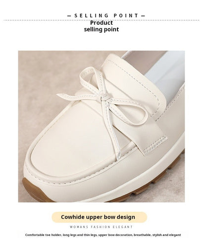 Genuine Leather Women Flats Fashion Casual Women Shoe Moccasins Shoes Woman Slip on Flat Shoes Black Ladies Shoes Plus Size