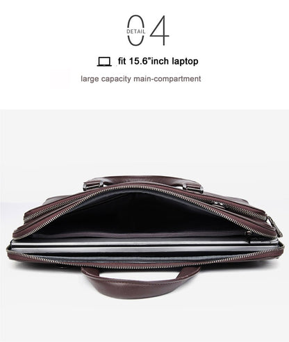 Pasta de Couro Genuíno de Luxo para Homens, Bolsa de Couro para Negócios, Bolsa para Laptop de 15,6", Pasta de Escritório Masculina, Porta-Documentos, Bolsa de Ombro