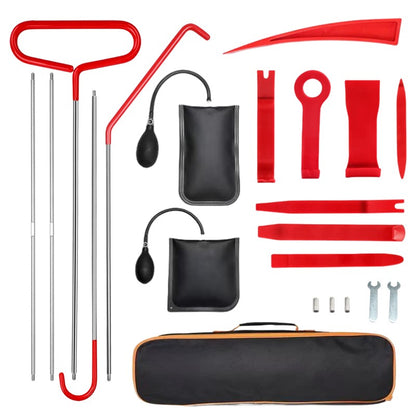 Conjunto de Ferramentas Automotivas de 21/18 Peças para Portas de Carro com Bomba de Ar Inflável, Ferramentas de Fixação para Abertura de Portas e Janelas, Kits de Longo Alcance com Bolsa de Transporte