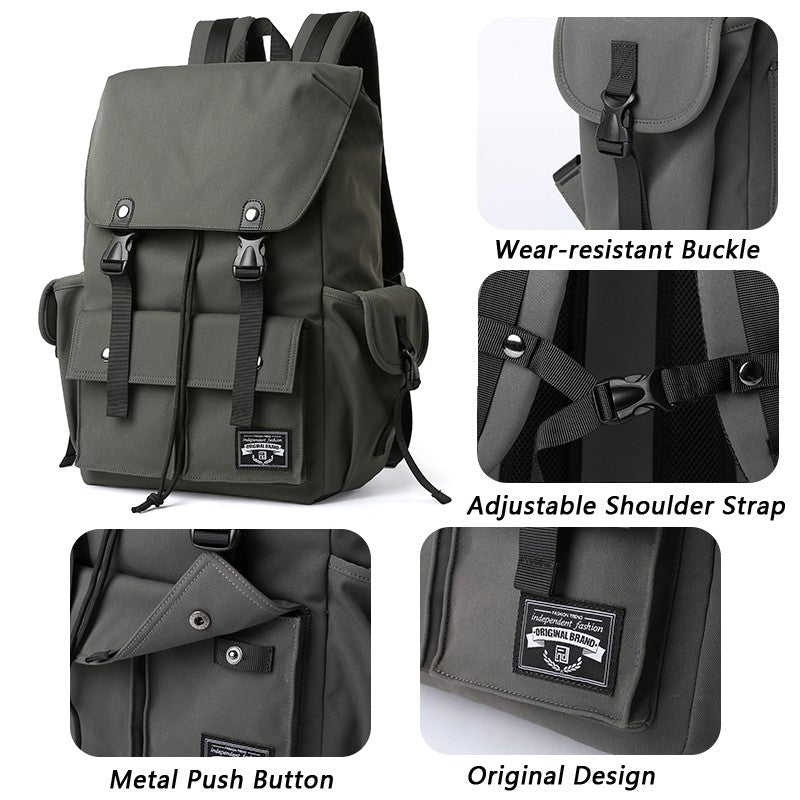 Mochila Masculina Impermeável de Grande Capacidade com Cordão para Homens Oxford Durável Viagem Faculdade Aluno Notebook Escola Livros