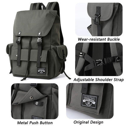 Mochila Masculina Impermeável de Grande Capacidade com Cordão para Homens Oxford Durável Viagem Faculdade Aluno Notebook Escola Livros