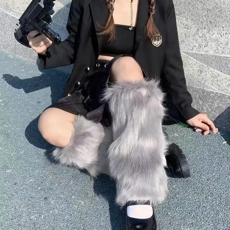 Costume Set Fox Tail Ears Gloves Artificial Fur Boot Covers Cosplay Halloween Prop Adult Women Men Unisex