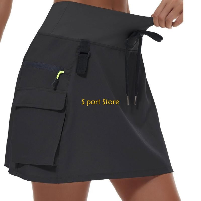 U2JB Fashion Workout Skirt Moisture Skort Elastic Waist Functional Pocket Design