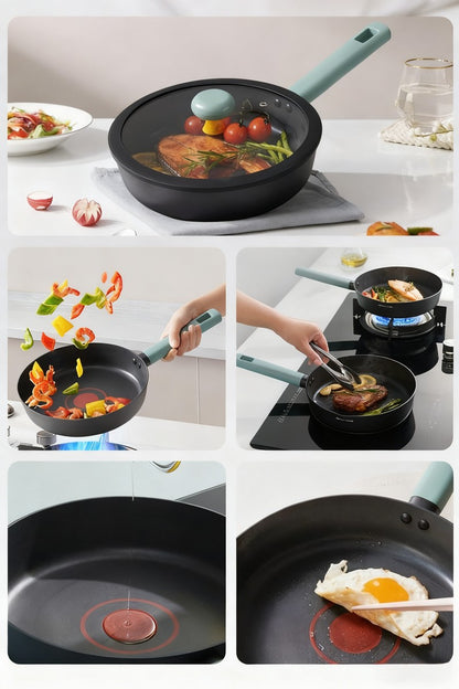 Fritadeira Funda Antiaderente 24cm LAN MI Panela para Fritar Wok Panela para Café da Manhã Panela para Panqueca Panela de Corpo Mais Fundo Panelas Multifuncionais
