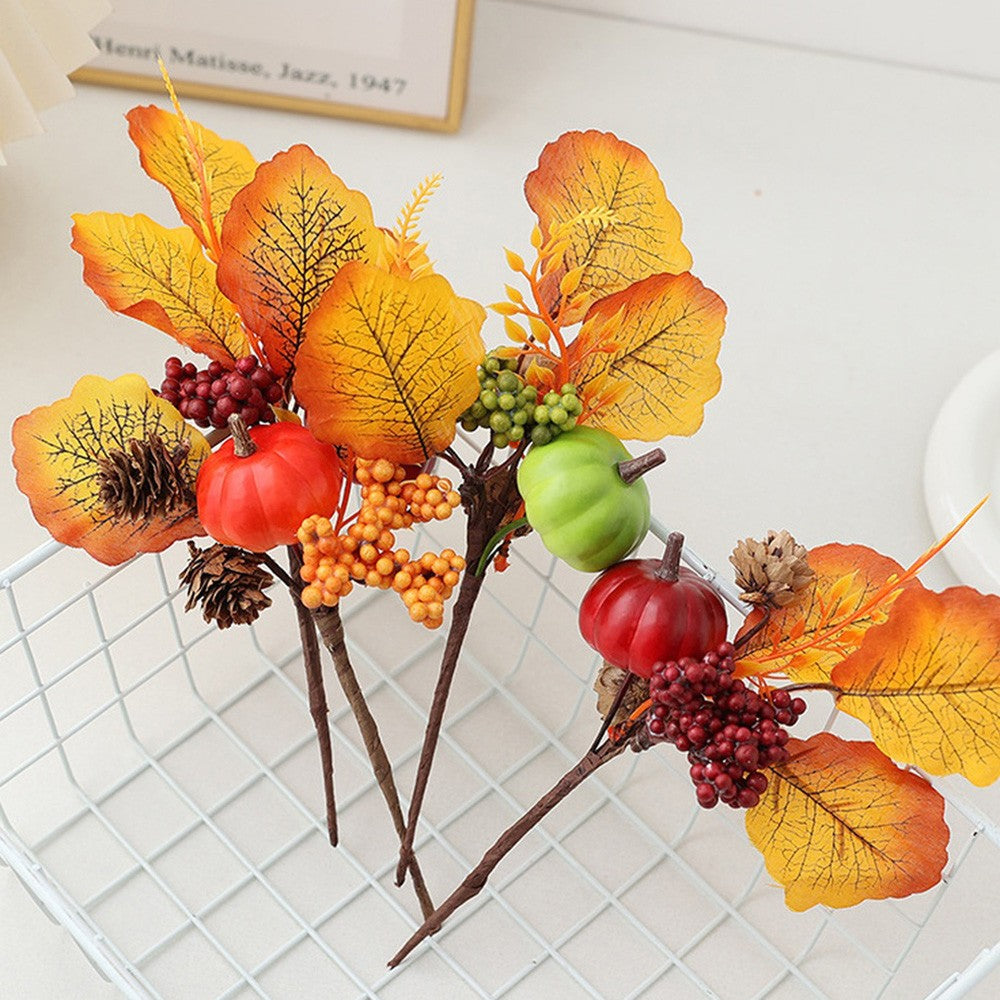 1PC Halloween Grimace Pumpkin Black Maple Horror Artificial Pumpkin Bouquet Autumn Home Ornaments Halloween Party Decorations