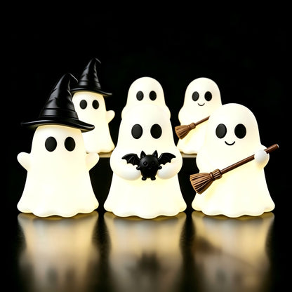 Halloween Luminous Mini Ghost Statue Soft  Glow In Dark Ornament Cute Spooky Table Decor for Baking Topper Handcraft Holiday