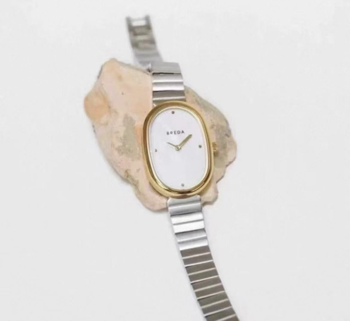 Bredan Oval Watch Women's Small and Luxury Retro European and American Personalized Quartz Fritillaria Dial